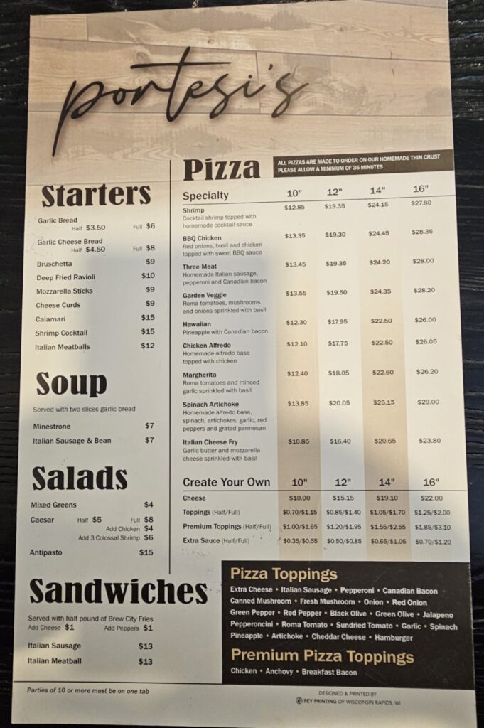 Portesi Fine Foods Menu 1